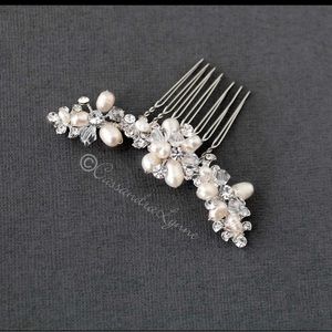 Small Ivory Freshwater Pearl Wedding Hair Comb with Crystals Bridal Accessories